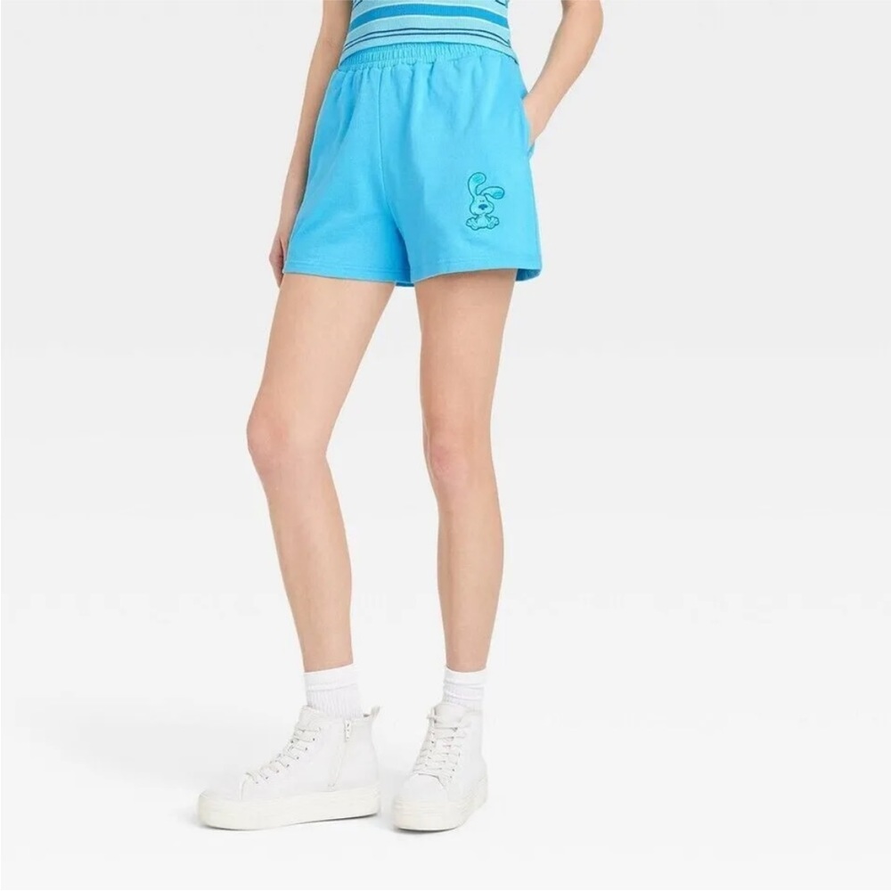 Nickelodeon Blue’s Clues Patch Light Blue Junior’s Sweat Shorts NWT - Picture 3 of 6